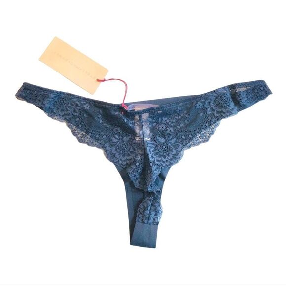 Stella McCartney Smooth and Lace Sheer Thong - Picture 1 of 11